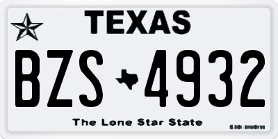 TX license plate BZS4932