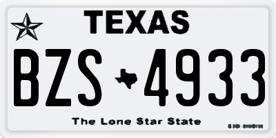TX license plate BZS4933