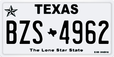 TX license plate BZS4962