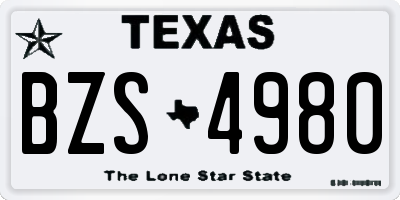 TX license plate BZS4980