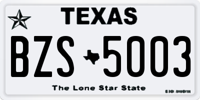 TX license plate BZS5003