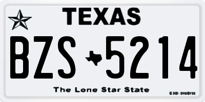 TX license plate BZS5214