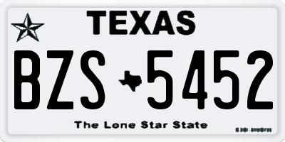TX license plate BZS5452