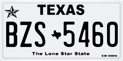 TX license plate BZS5460