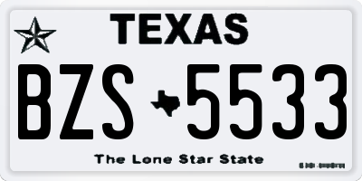 TX license plate BZS5533
