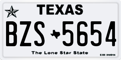 TX license plate BZS5654