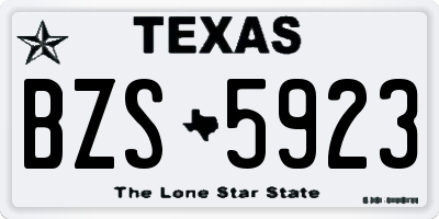 TX license plate BZS5923