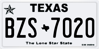 TX license plate BZS7020