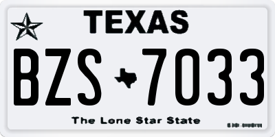 TX license plate BZS7033