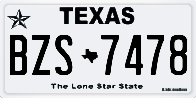 TX license plate BZS7478