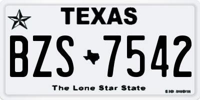 TX license plate BZS7542