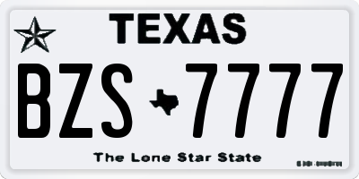 TX license plate BZS7777