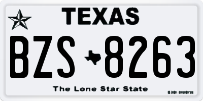TX license plate BZS8263