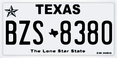 TX license plate BZS8380