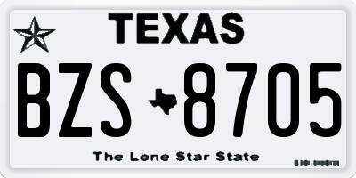 TX license plate BZS8705