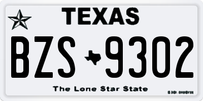 TX license plate BZS9302