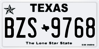 TX license plate BZS9768