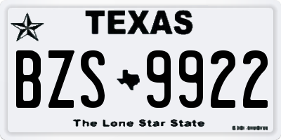 TX license plate BZS9922
