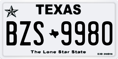 TX license plate BZS9980
