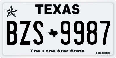 TX license plate BZS9987
