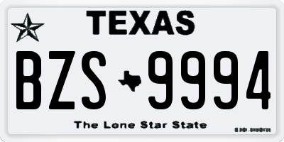 TX license plate BZS9994