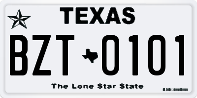 TX license plate BZT0101