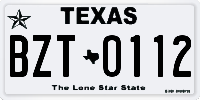 TX license plate BZT0112