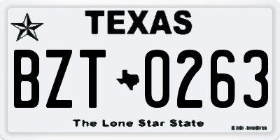 TX license plate BZT0263