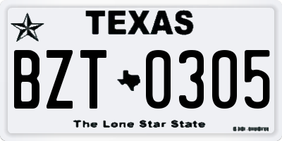 TX license plate BZT0305
