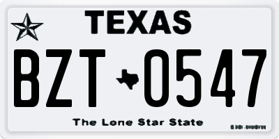 TX license plate BZT0547