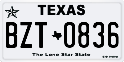 TX license plate BZT0836