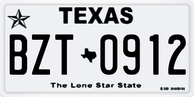 TX license plate BZT0912