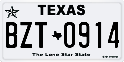 TX license plate BZT0914