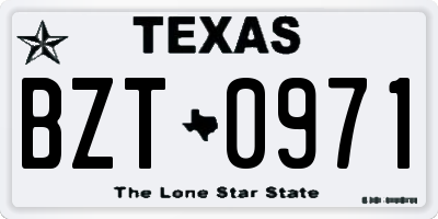 TX license plate BZT0971