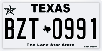 TX license plate BZT0991