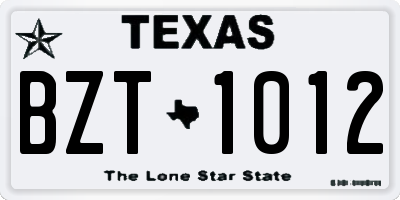 TX license plate BZT1012