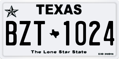 TX license plate BZT1024