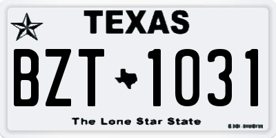TX license plate BZT1031