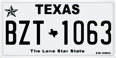 TX license plate BZT1063