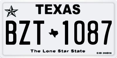 TX license plate BZT1087