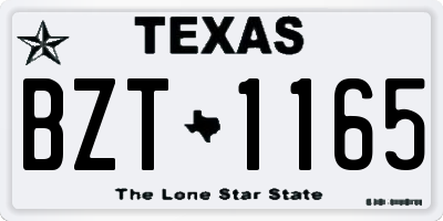 TX license plate BZT1165