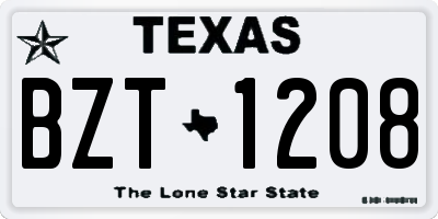 TX license plate BZT1208