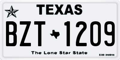 TX license plate BZT1209