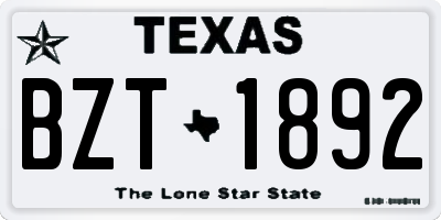 TX license plate BZT1892