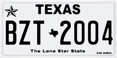 TX license plate BZT2004