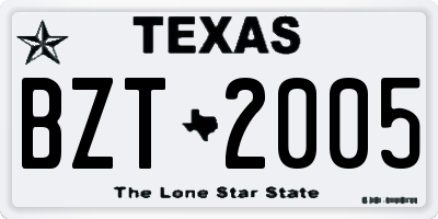 TX license plate BZT2005