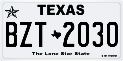 TX license plate BZT2030