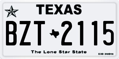 TX license plate BZT2115