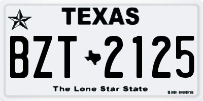 TX license plate BZT2125