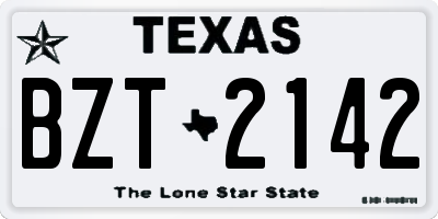 TX license plate BZT2142